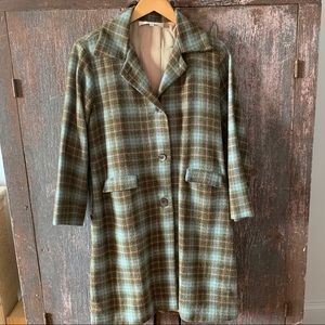 Erica Tanov (vintage) wool coat size 1. Blue/green plaid.